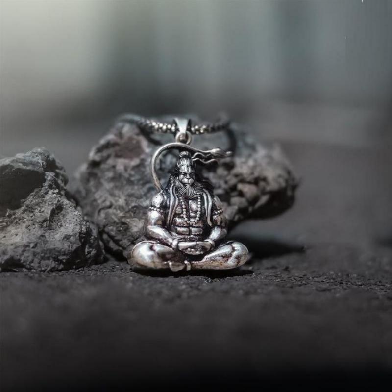 Hanuman Silver Locket With Chain Package 