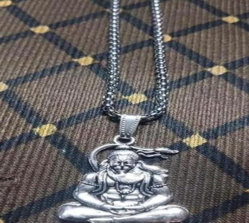 Hanuman Silver Locket With Chain